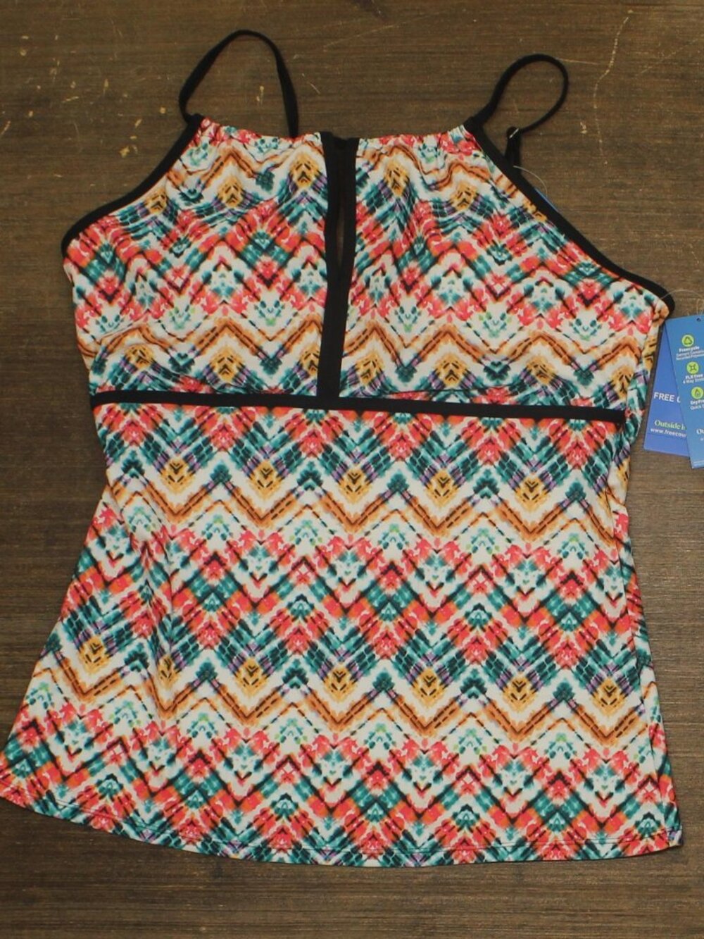 Blue Country 2 In 1 Keyhole Tankini Swim Top Jadesea Zigzag Zest Xl Sz XL